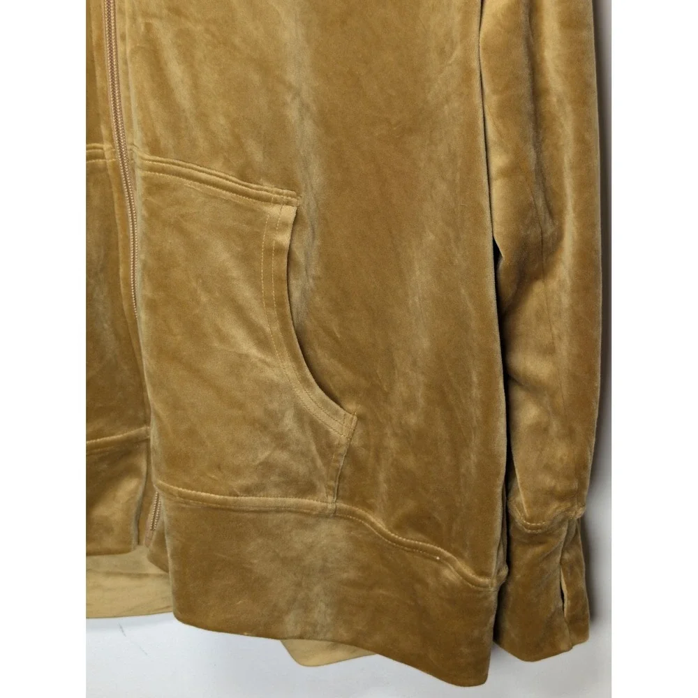 Offline by Aerie Womens Velour Full Zip Hoodie Mustard Gold 9SDWMF5K Size Large - Picture 7 of 8